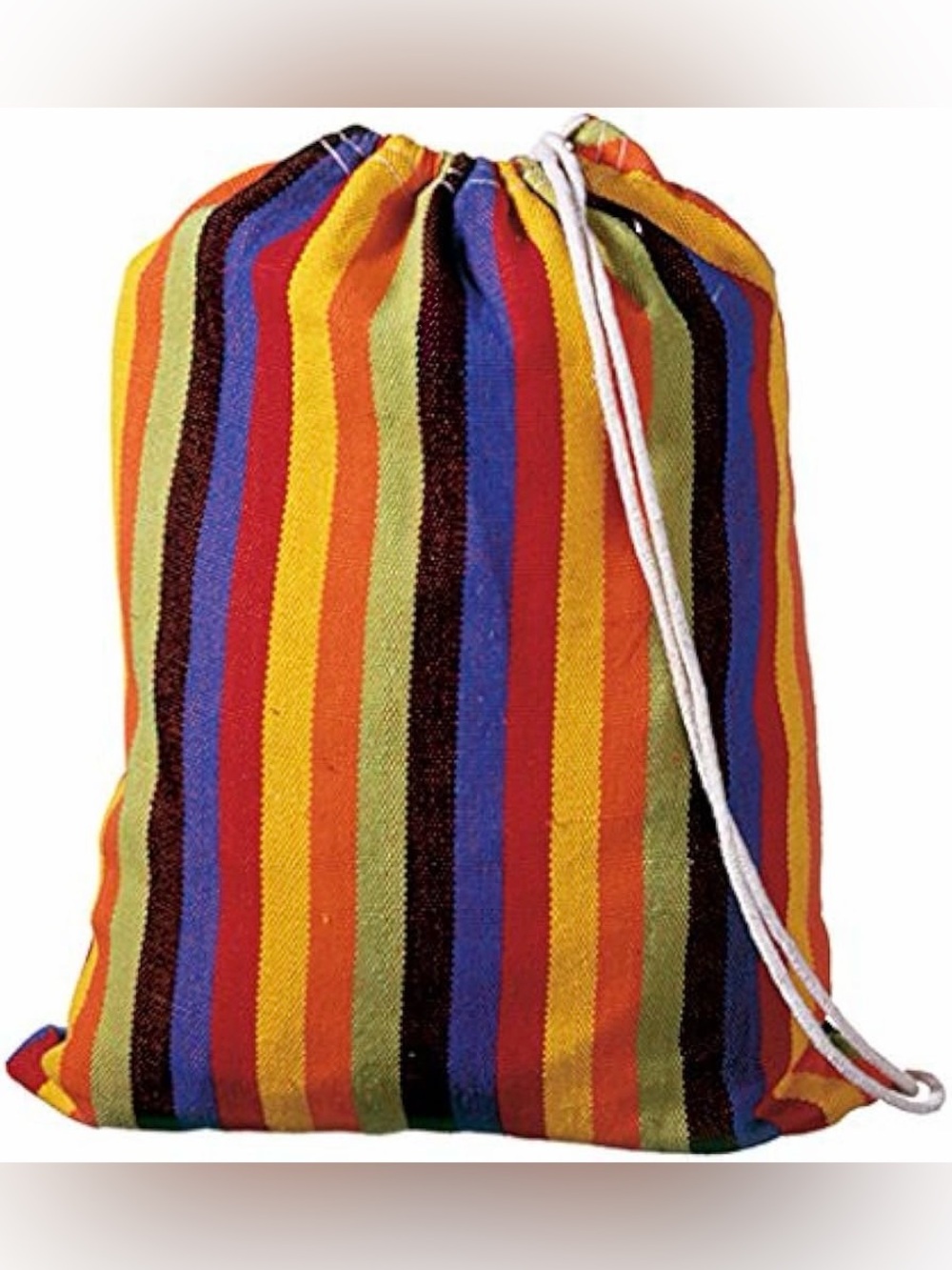 Boho Striped Drawstring Tote Bag Multicolor Woven Hippie Festival Cinch Sack